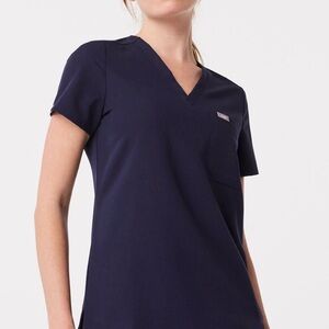 Figs Navy V-Neck Women's Top